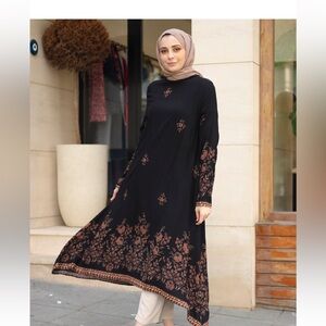 Black and Brown Floral Long Dress